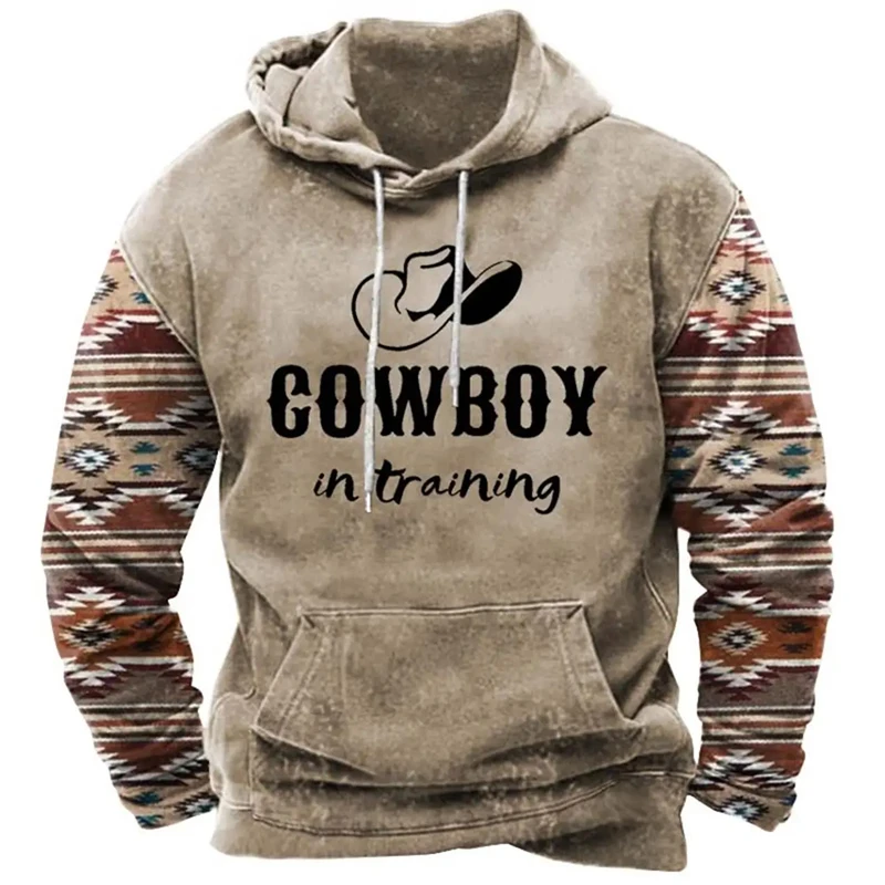 Vintage Graphic Men's Hoodies Indian Traditional Print Pullovers Oversized Casual Hooded Sweatshirts Ropa Hombre Unisex Clothing