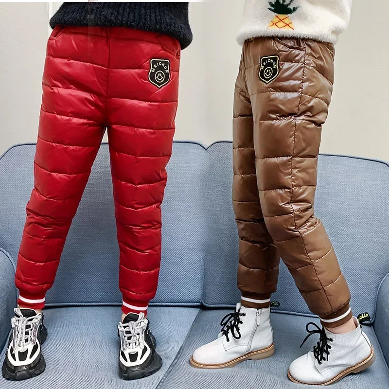 Winter Children Down Cotton Clothing Boys Pants Girls Leggings Kids Warm Down Trousers Windproof Waterproof Snow Pants For Kids