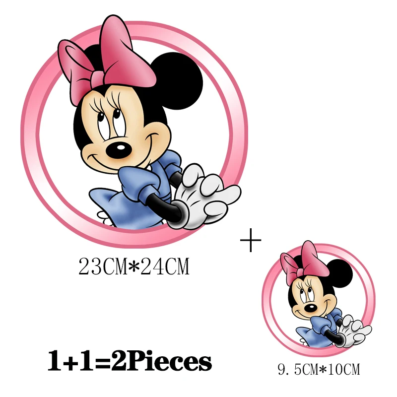 2PCS/Lot Mickey Disney Cute Iron On Fusible Patches Heat Thermal Transfer Stickers Ironing Applications For Children\'s Clothing