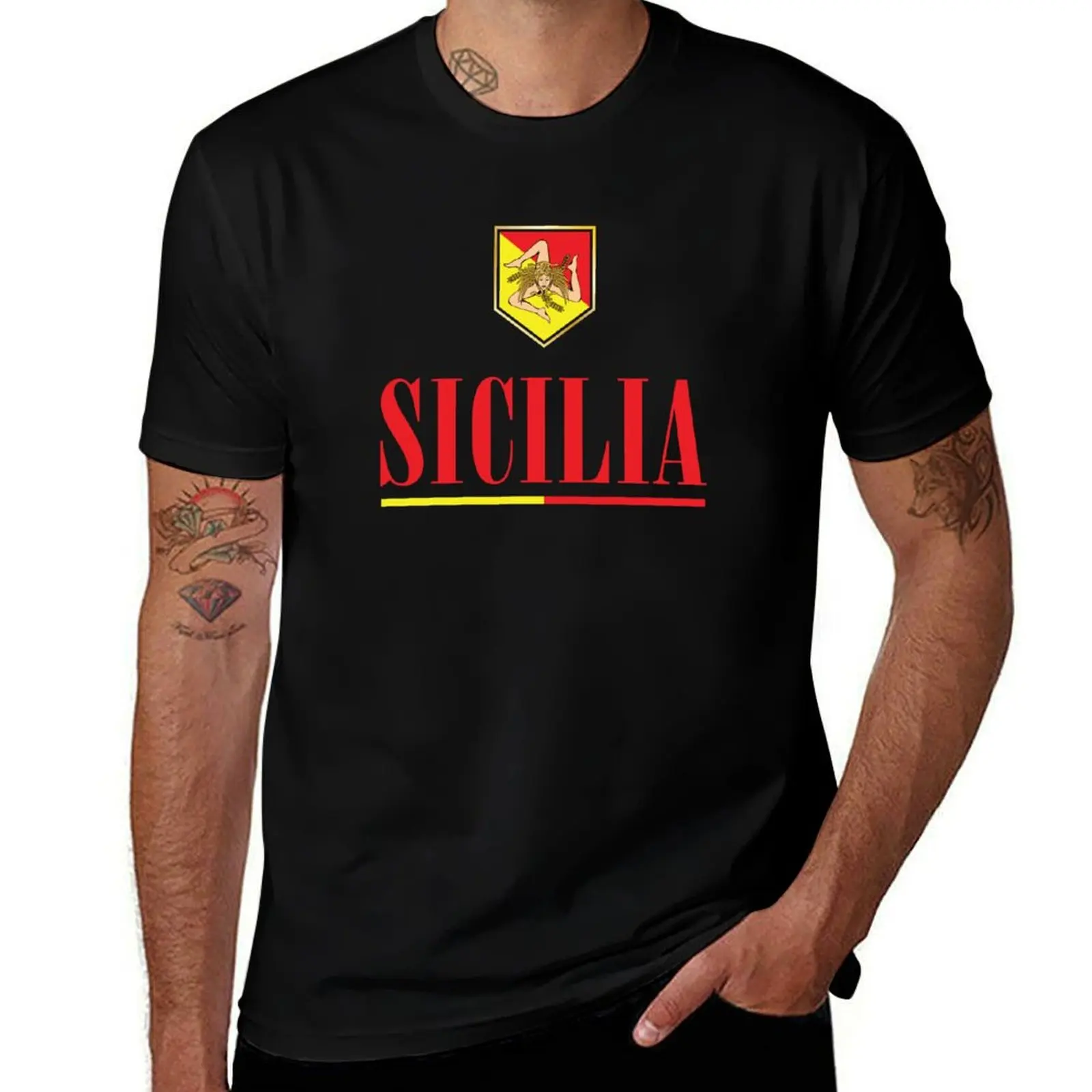 

man T-Shirt t summer shirt cotton Badge t man shirt Sicily