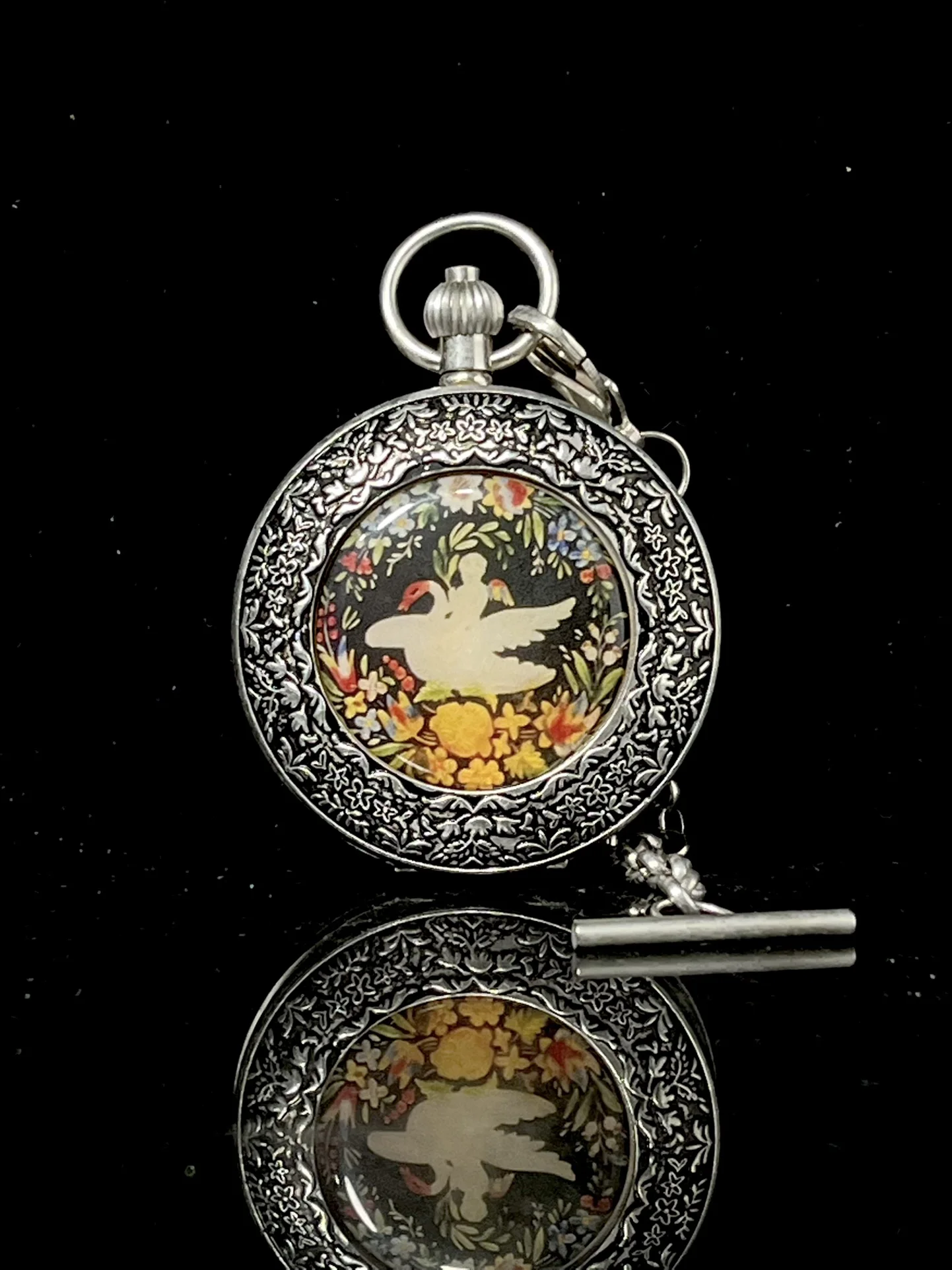 

Φ55 мм, 19 века, солнце, луна, звезды, синие медные механические карманные часы с двойным отверстием, лебедь, хорошая работа