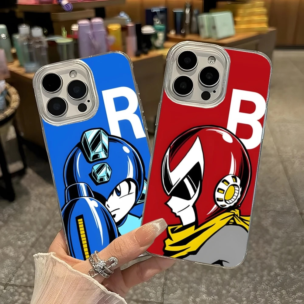 R-rockman m-megaman legal caso de telefone para iphone 16 pro max 15 pro 14 plus 13 12 11 xr xs max x macio tpu glaciar textura capa