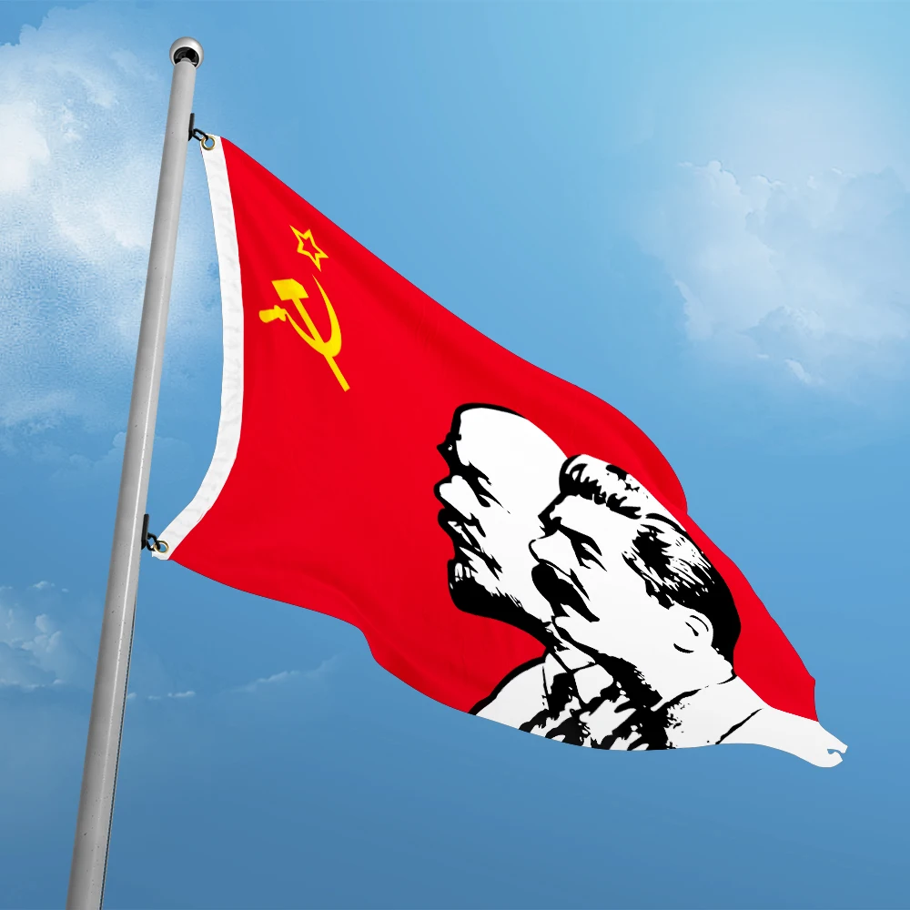 Lenin Stalin Flag 3ft x 5ft Polyester Material  Banner Flying 150* 90cm Custom Double Penetration Double Stitching Resistance