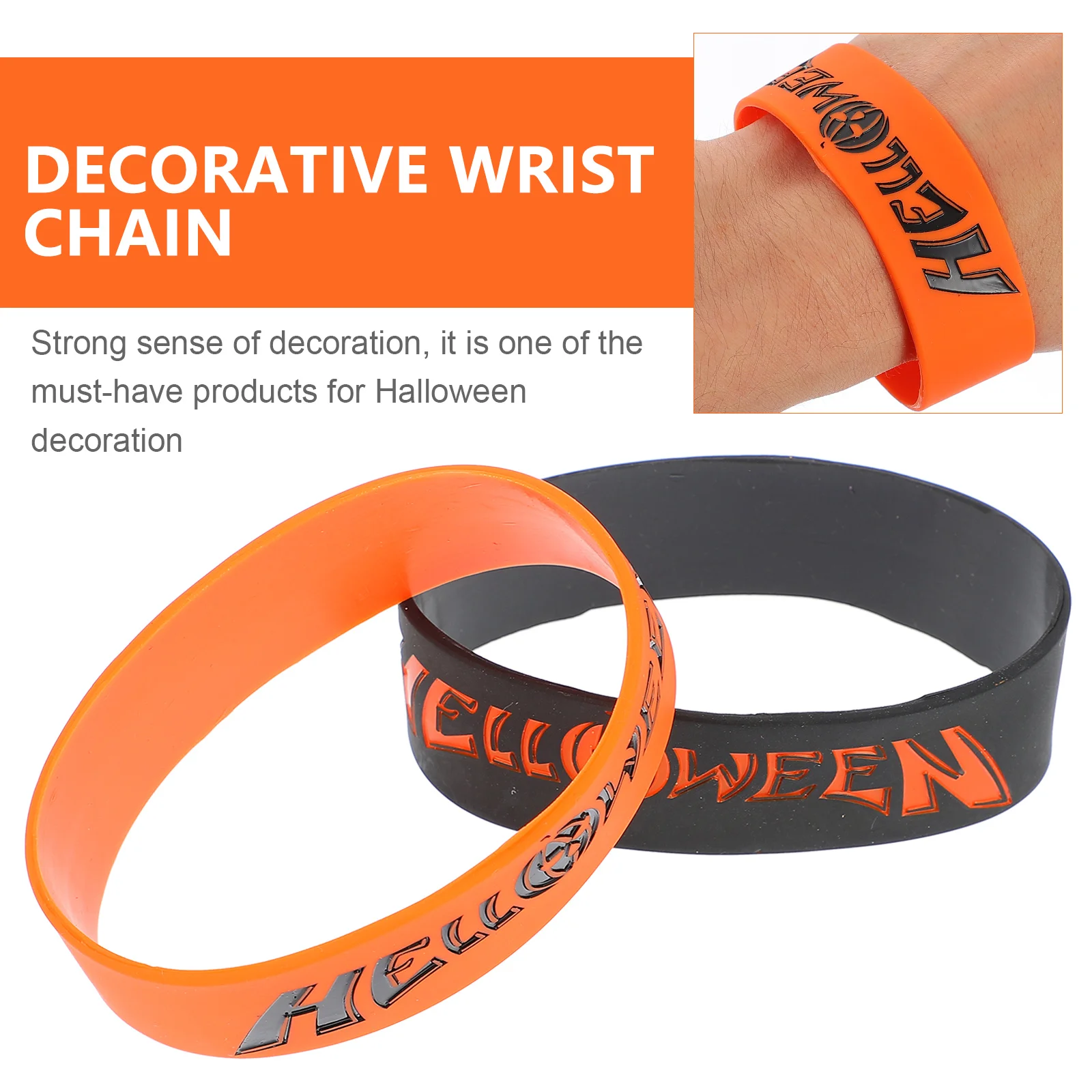 

2pcs Silicone Bracelets Halloween Party Decorative Wrist Chain Funny Festival Gift for Kids Eco-Friendly Wearable