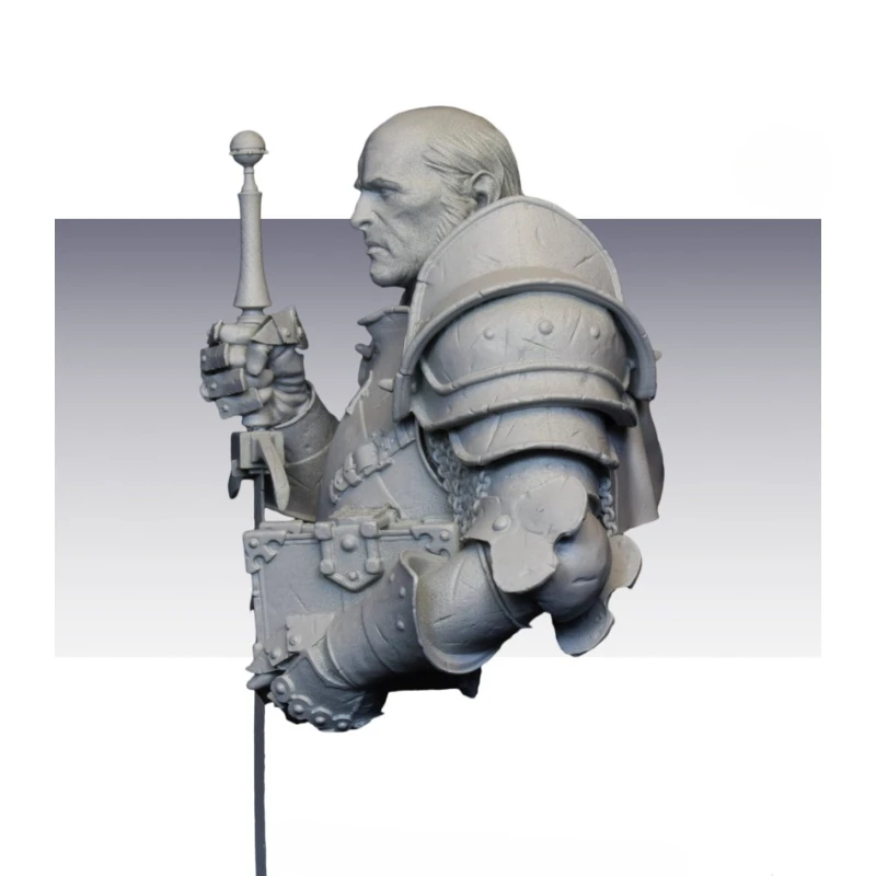 Kit de modelo de busto de resina fundida a presión, escala 1/12, 85mm, estatua de guerrero Knightly Order con 2 cabezales sin montar y sin pintar