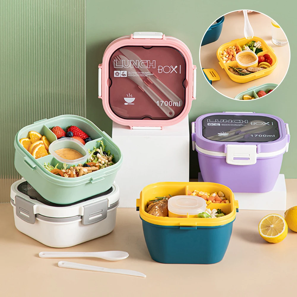 Portable Lunch Box,Large Capacity Microwaveable Food Container with Compartments for Office Workers,Sealed Salad Box for Picnic