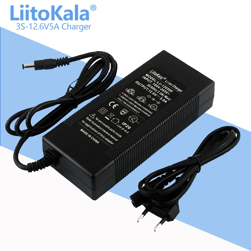 LiitoKala 12.6V 5A 3A 1A polymer lithium battery 18650 charger,  Power Adapter Charger 5A, full of lights changer