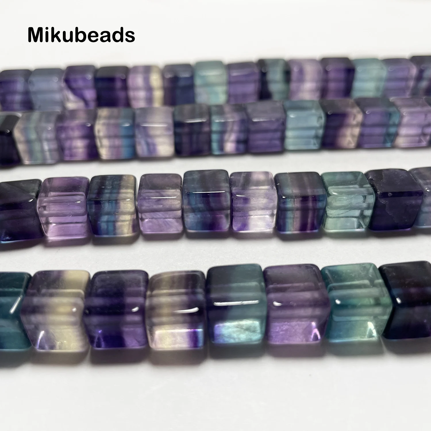 Wholesale Natural 8mm Colorful Fluorite Smooth Square Loose Beads For Jewelry Making DIY Bracelets Necklace Free Shipping