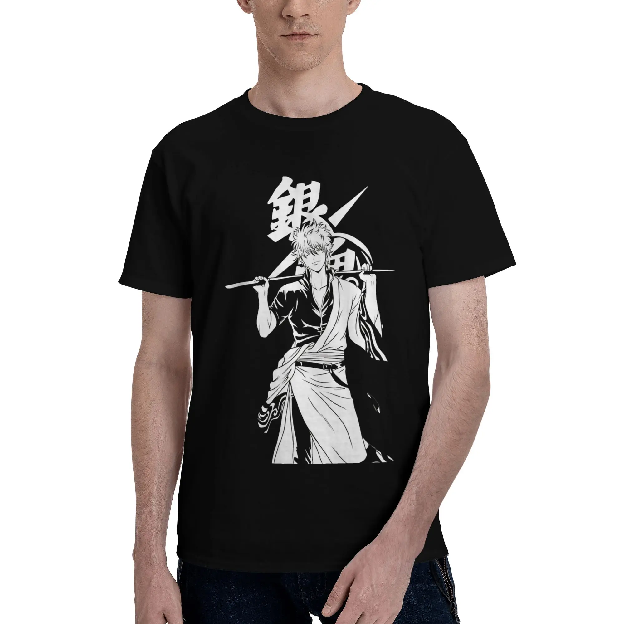 GINTOKI Funny Graphic 100% Cotton T-Shirt Bandai Gin Tama Tees Tops For Men