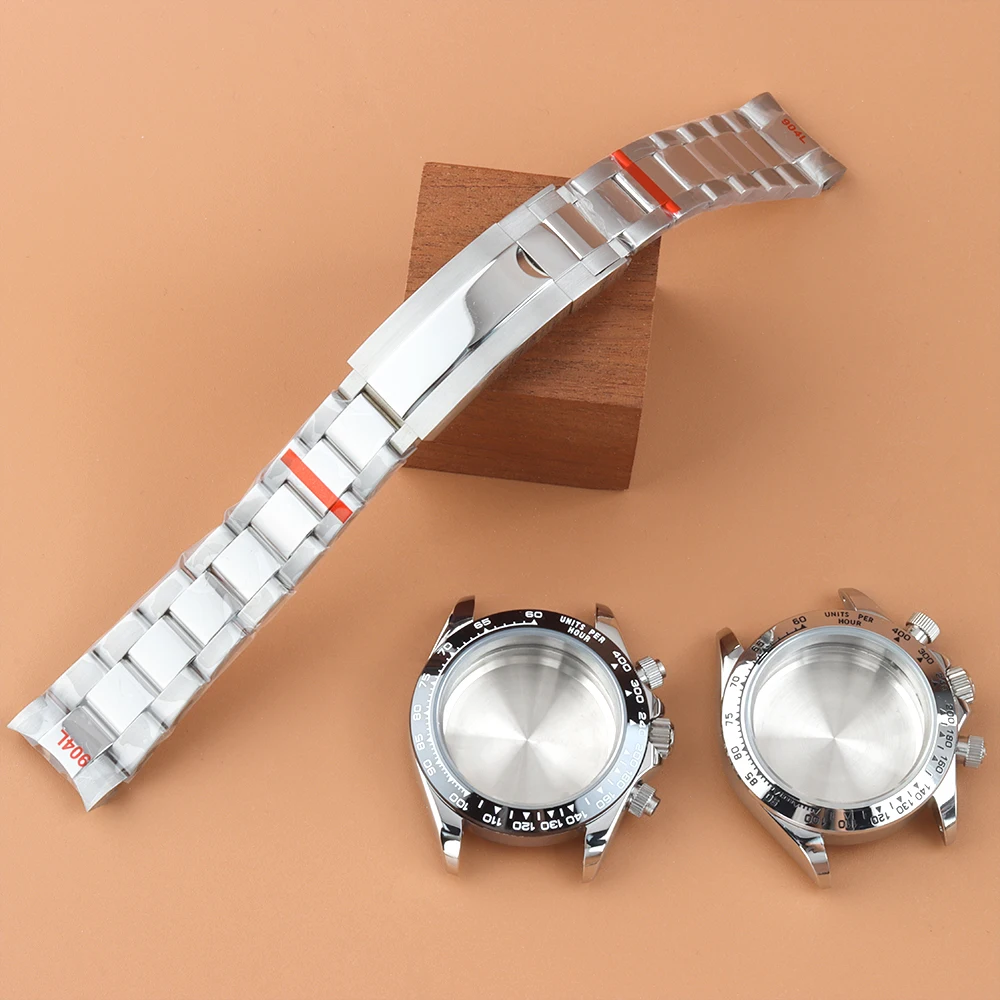 

40mm VK63 Case Silver Men's Watch Steel Case President/Jubilee/Oyster Bracelet For Daytona chronograph VK63 Movement 29mm Dial