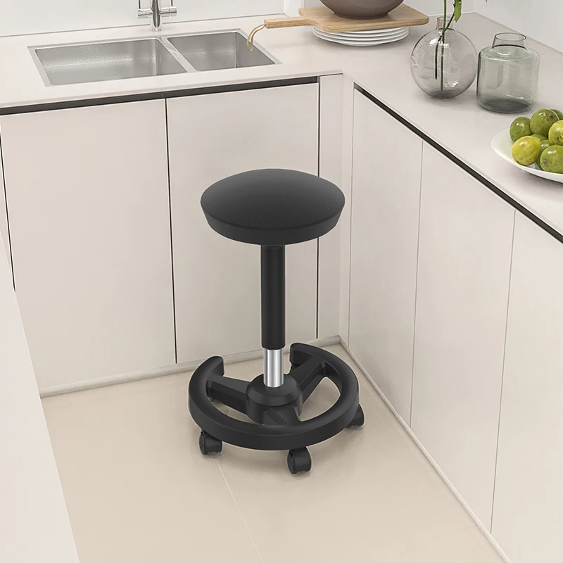  مقعد بار قابل للتعديل - مقعد مطبخ دوار بعجلات، ارتفاع قابل للتعديل للمنزل والصالون والمكتب، كرسي طعام مستدير #1