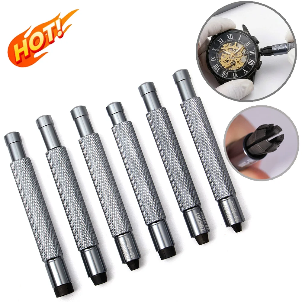 

2-8mm Watch Crown Winding Tool Set Manual Mechanical Watch Winder Metal Knurled Grip Watch Repair Tool 6 Sizes