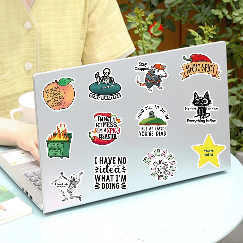 50/100 قطعة ملصقات نصية مثيرة للاهتمام ومضحكة للهاتف DIY بها بنفسك سجل القصاصات لوح التزلج حقيبة الثلاجة الكتابة على الجدران الشارات الجمالية