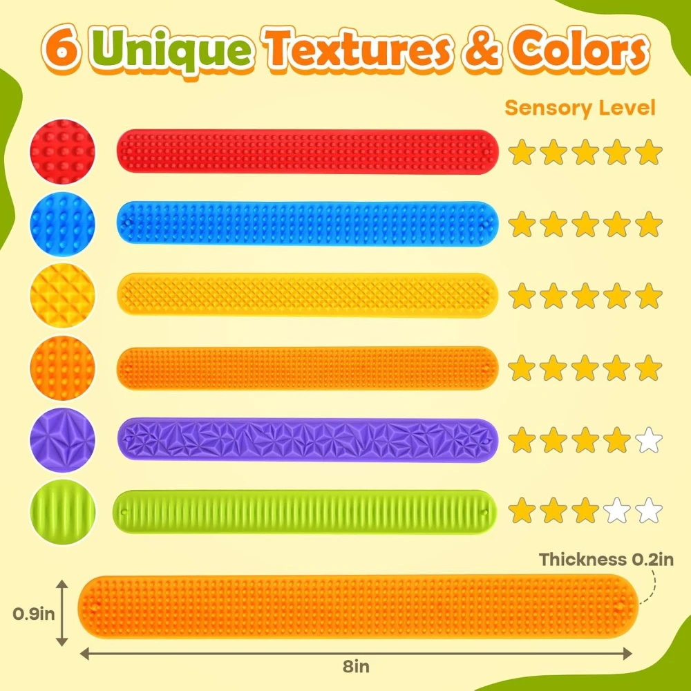 6pcs/set Fidget Toys Antistress Slap Bracelets Toys Slap Silicone Patting Circle Sensory Classic Toy Decoration Children Autism