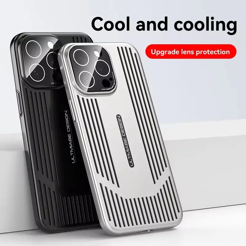 

Luxury Plating PC Hollow Heat Dissipation Phone Case For iPhone 15 ProMax 14 13 15 Pro Max 15Pro With Lens Film Shockproof Cover