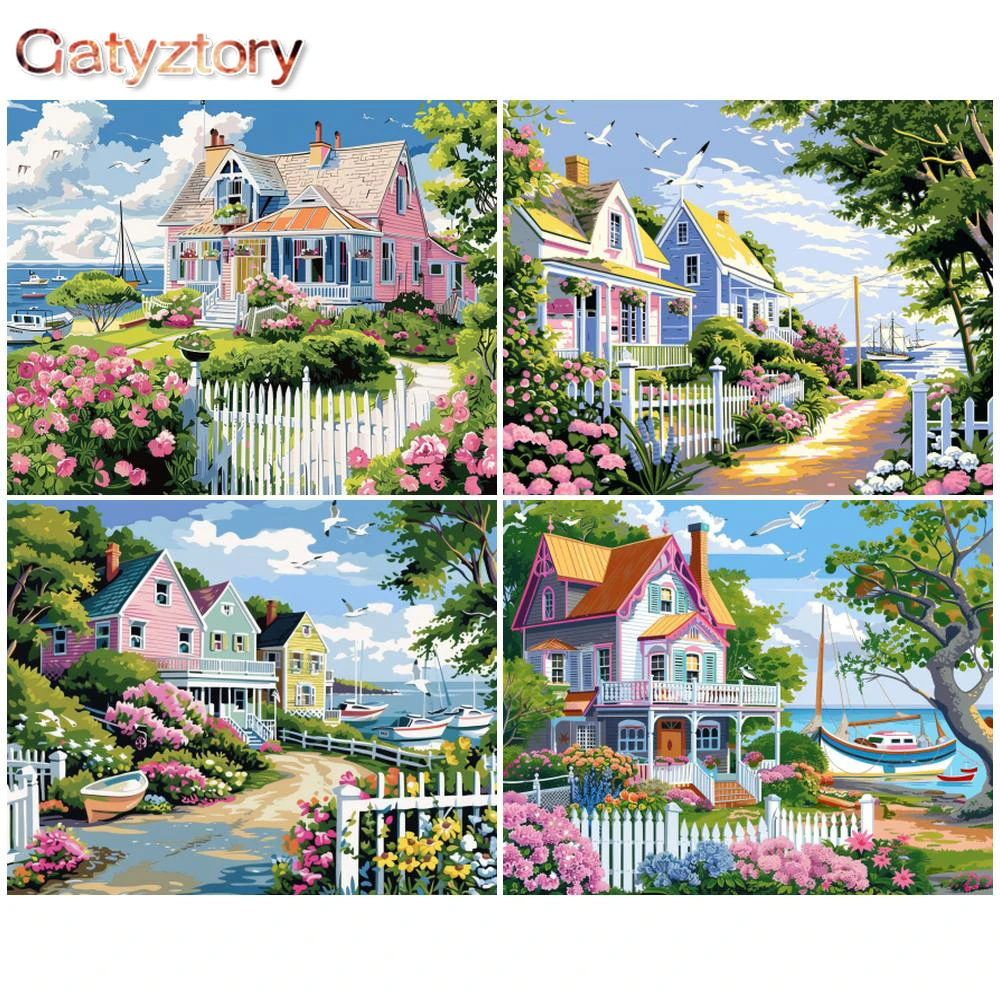 

GATYZTORY Oil Painting By Numbers Landscape DIY Paint By Numbers On Canvas Scenery Handpaint Frameless Home Decor Wall Art