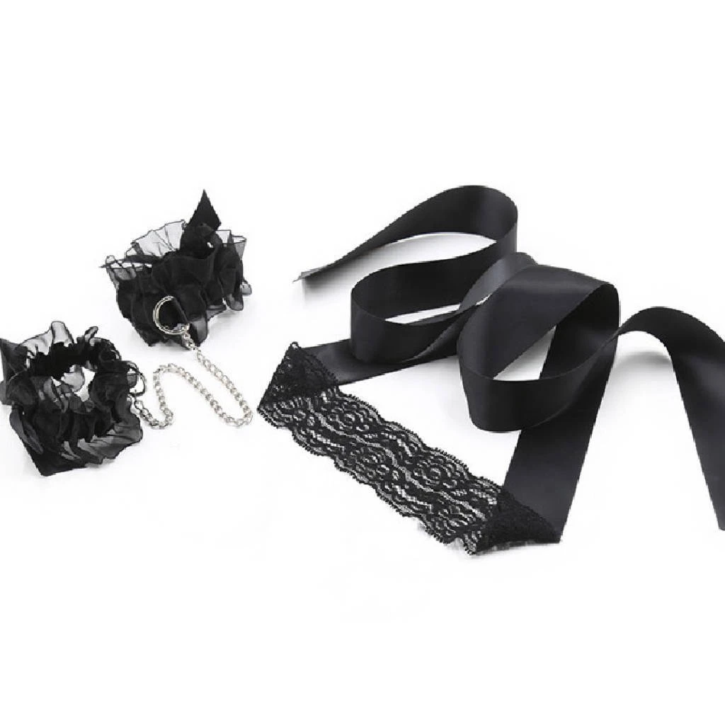 LISM 2pcs/set Eye Mask and Bracelet For Female Sexy Lace Black Hollow Out Cosplay Costumes Accessories Bandage Strap Women Prom