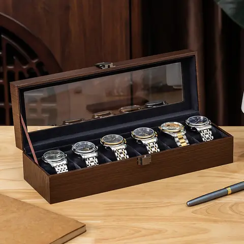 Förvaringslåda för klocka, valnötsträ, multifunktionell smyckeskrin för klocka, vertikal, anpassad förvaringslåda för solglasögon med stor kapacitet 12 best sales valnötslåda - №11