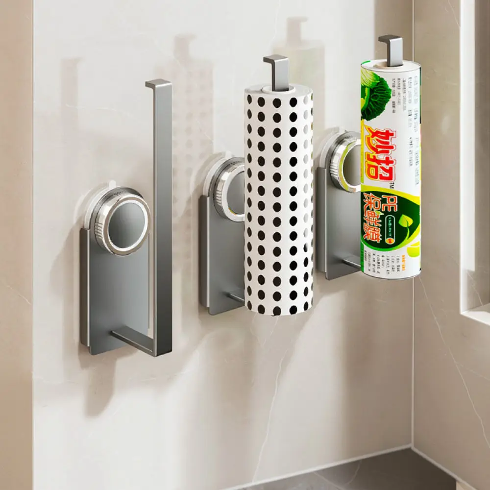 Strong Suction Paper Towel Holder Rack For Kitchen Wall Mount Organizer Storage Dispenser Plastic Wrap Rag Hanging Shelf Tool