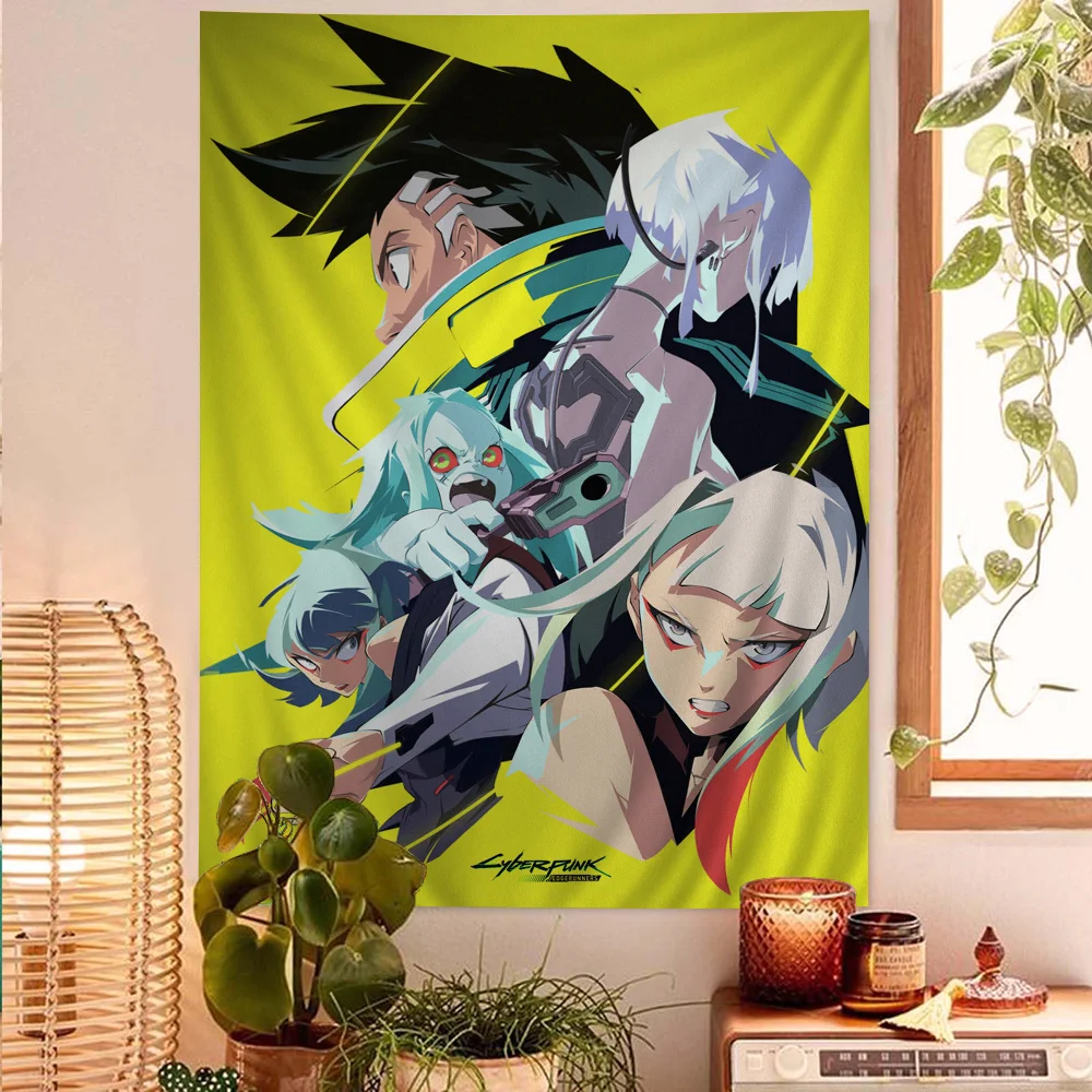 Anime Figure Cyberpunk Edgerunners Hanging Bohemian Tapestry Bohemian Wall Tapestries Mandala Cheap Hippie Wall Hanging