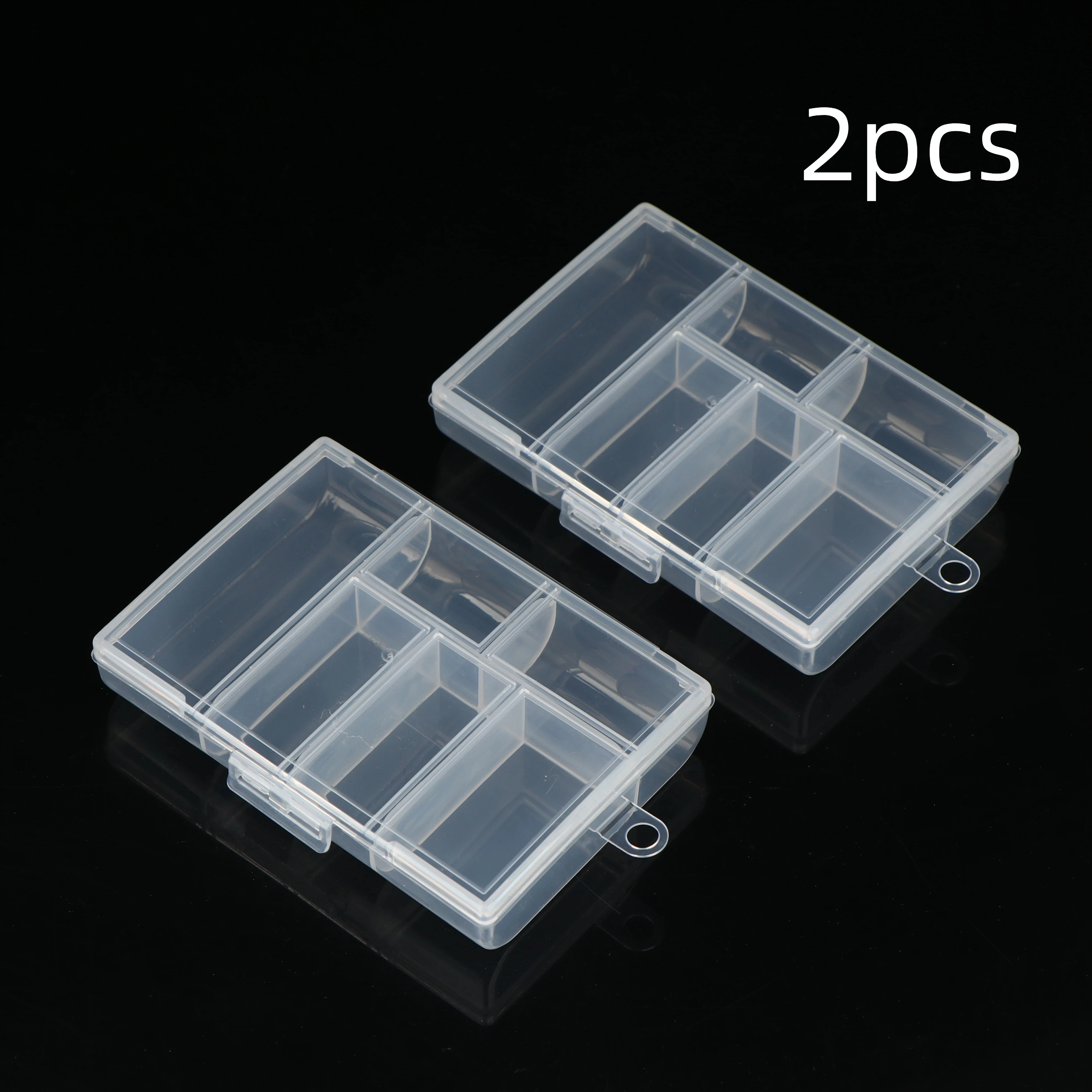 2pcs Clear Jewelry Box Plastic Bead Storage Craft Container Earrings Organizer