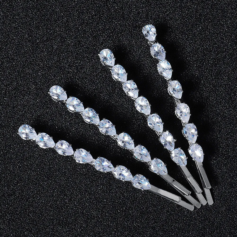 

4Pcs Zirconia Hair Clips Rhinestones Crystal Barrette Women Hairpin Wedding Birthday Party Elegant Hair Accessories for Braids
