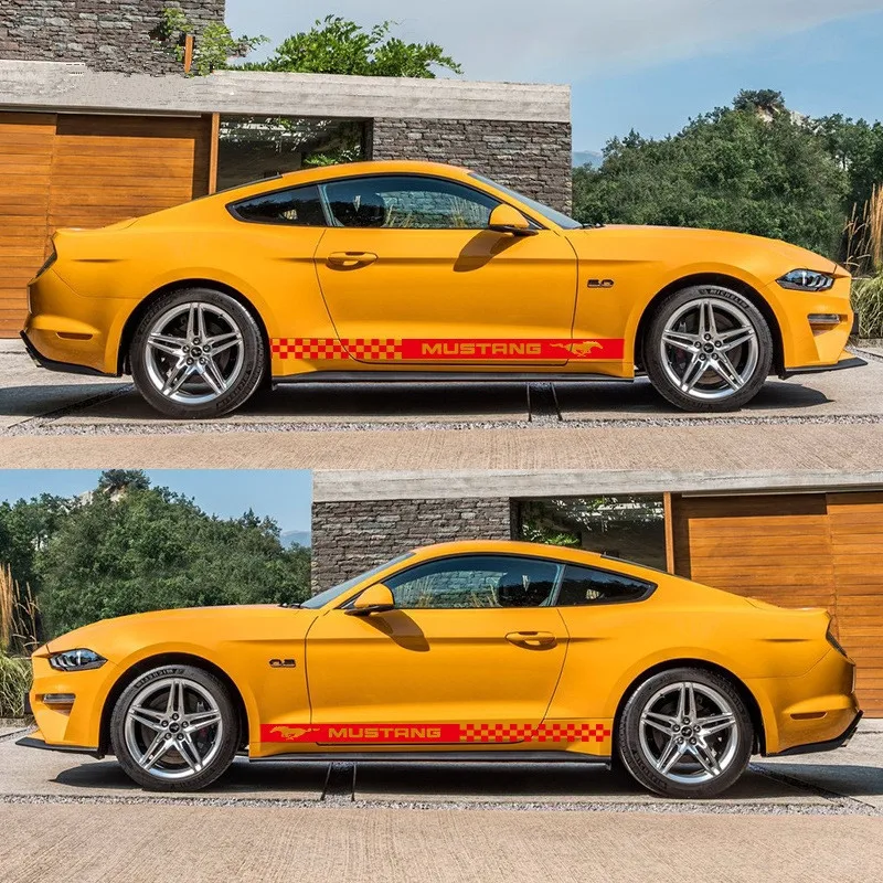 2Pcs For Ford Mustang Side Body Sticker Vinyl Body Decal Side Sticker Stripes Stickers