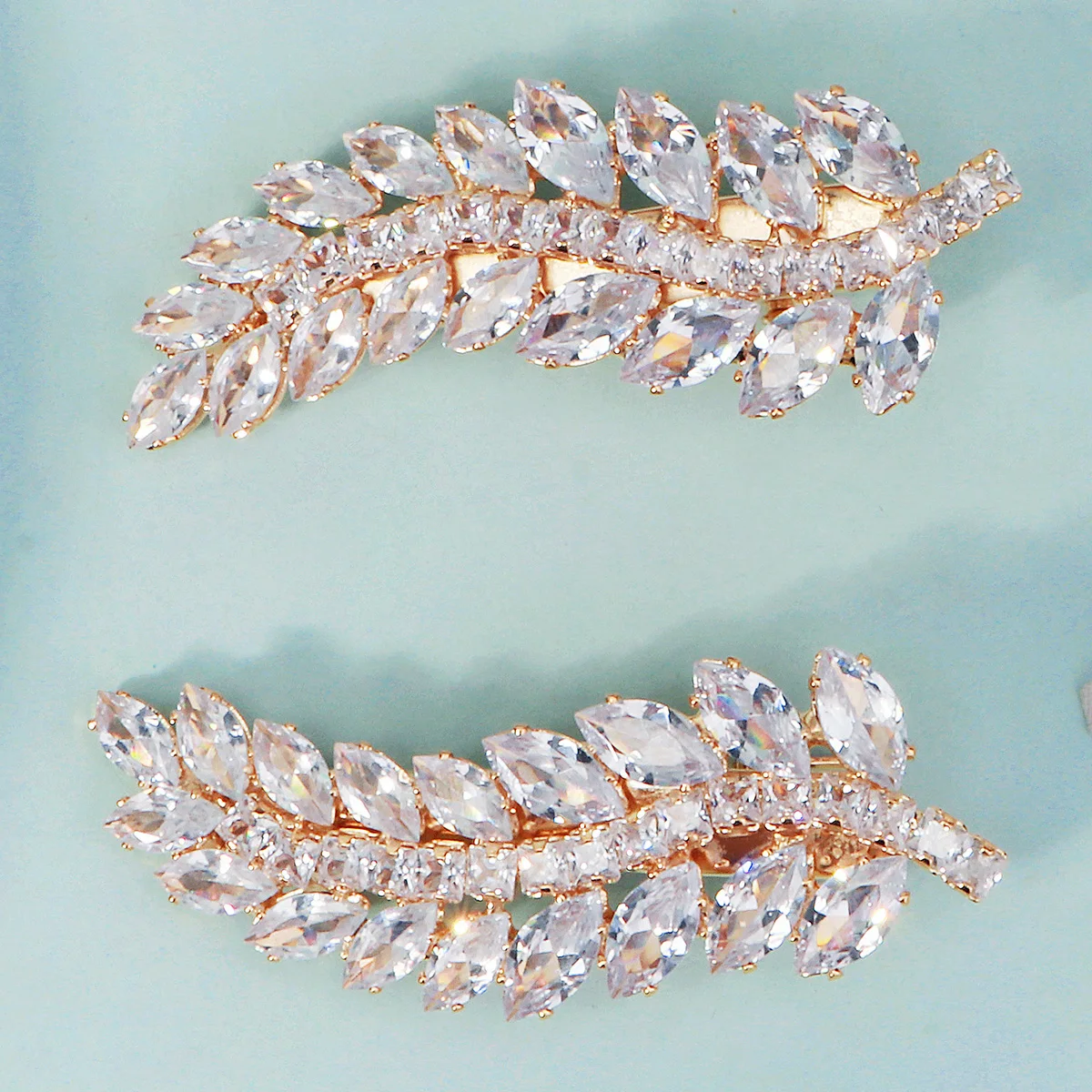 جديد ورقة على شكل الزركون الزفاف باريت رائعة يدويا شعر أميرات كليب الجانب اجتاحت الانفجارات كليب حفلة إكسسوارات الشعر هدية #3