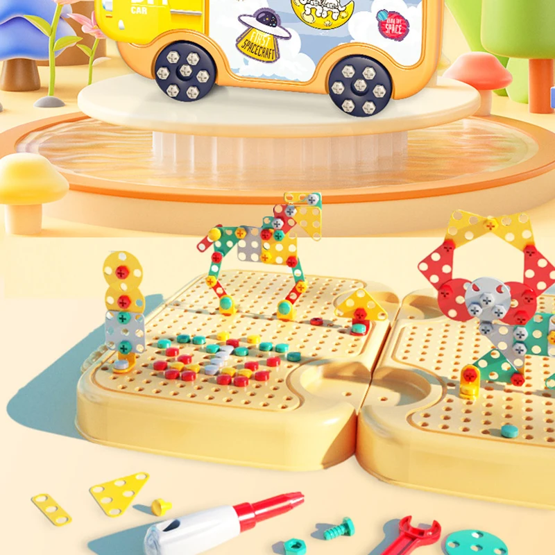 จําลองไขควงไฟฟ้า Montessori ของเล่นประกอบและซ่อมชุดเครื่องมือเด็ก Early การศึกษาของเล่นทําด้วยมือ DIY ของเล่น