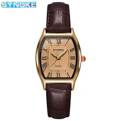 SYNOKE Quartz Women Retro Classic Wine Barrel Watches Female Elegant Wristwatch Casual Ladies Clock Relogio Feminino