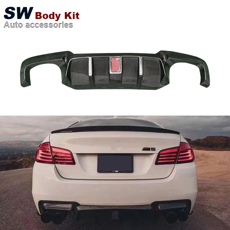 

Carbon Fiber Rear Diffuser With lights For BMW 5 Series F10 F18 2010-2017 Upgrade Rear Bumper Splitter Lip Diffuser Cover Trim