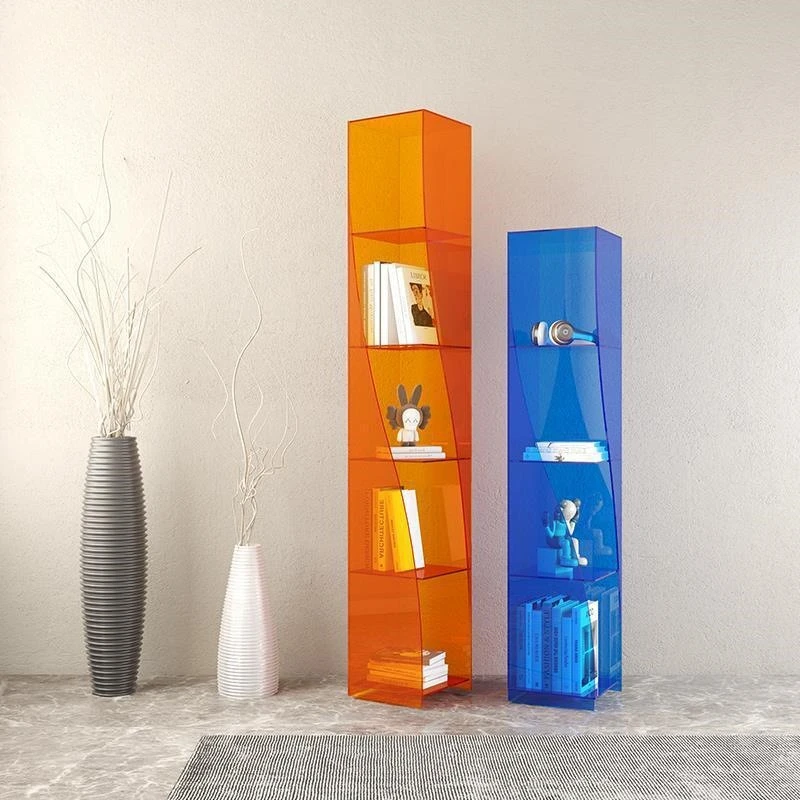 

Light luxury acrylic bookshelf storage shelf simple transparent multi-layer floor bookcase living room decoration display shelf