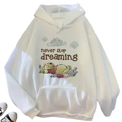 Desenhos animados femininos da Disney Winnie The Pooh Hoodies, urso kawaii, Harajuku, anime bonito, streetwear gráfico Y2K, moletom feminino, capuz anos 90