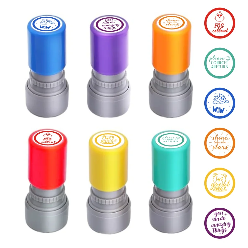 6 or 8 pcs Teacher seals, Colors Self-Inking Rubber Seals  School Supppies Stamps for Classroom Encouraging Comments