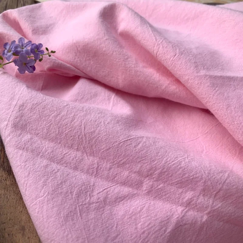 

Peach Pink Sand Washed 100% Cotton Textured Fabric Brand Custom Summer Autumn Breathable Soft Clothing Robe Hanfu Fabric