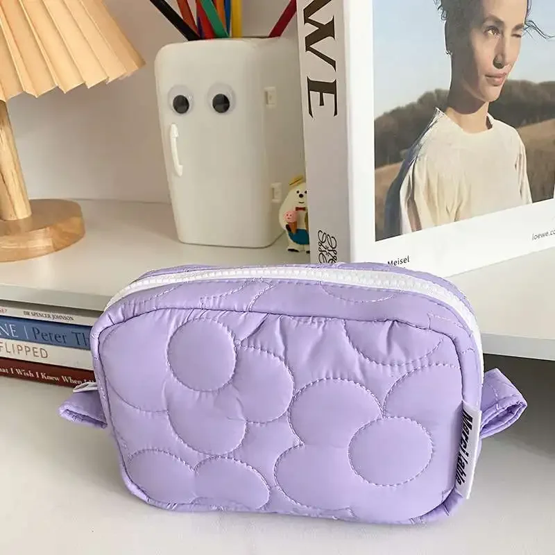 Ins Cute Fabric Pouch Bags Candy Color Cosmetic Bag for Women Girls Airpods Stationery Pencil Zipper Jewelry Kawaii Makeup Pouch