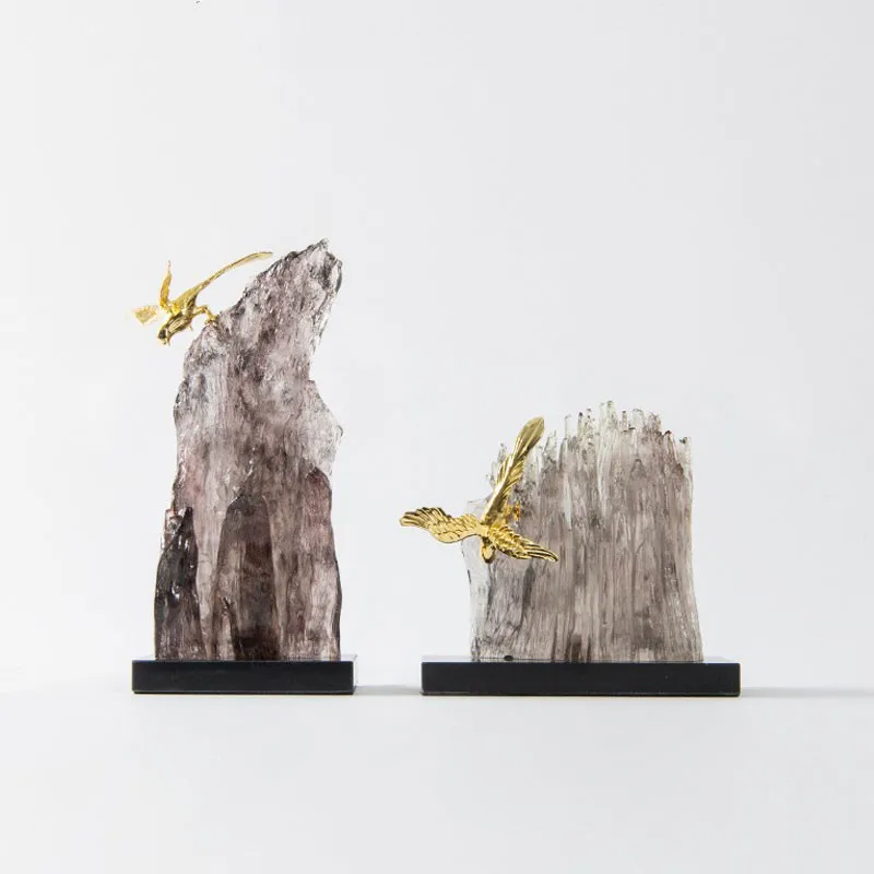 New Chinese rockery resin sculpture ornament creative living room tea room wine cabinet entrance zen modern hotel decoration