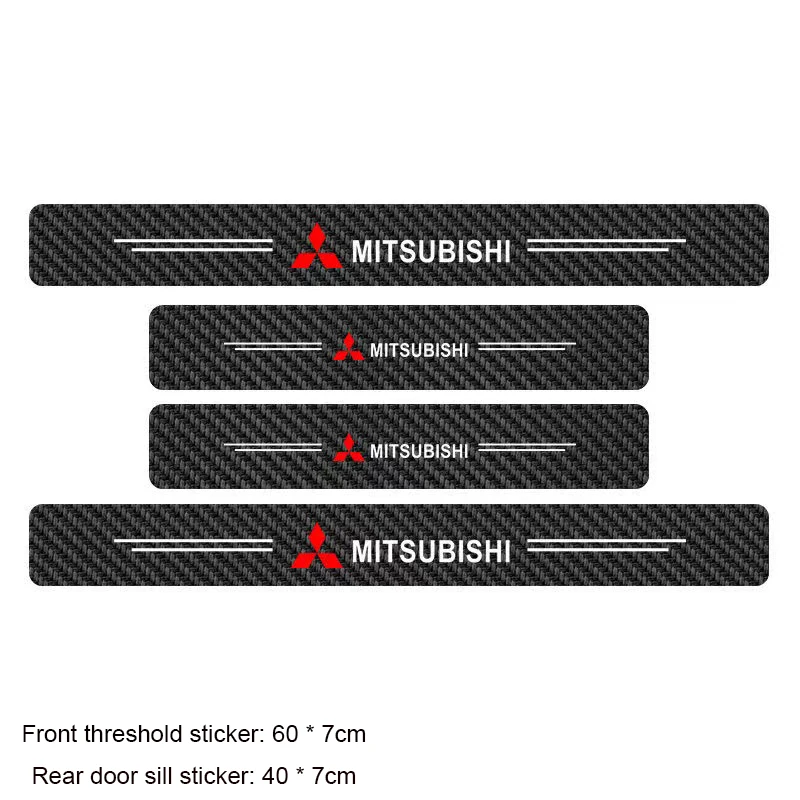 4Pcs Car Door Sill Protector Stickers Carbon Fiber Door Sill Stickers For Mitsubishi Asx Lancer Outlander Pajero Ralliart