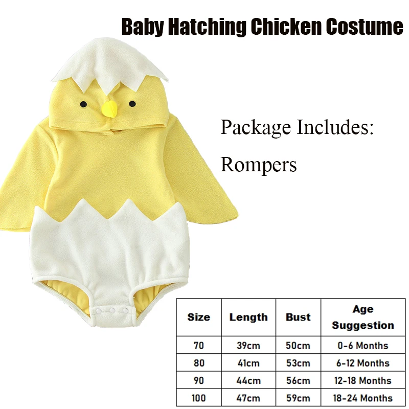 Infant Rooster Rompers Newborn Chick Egg Halloween Fancy Dress Up Baby Hatching Chicken Costume