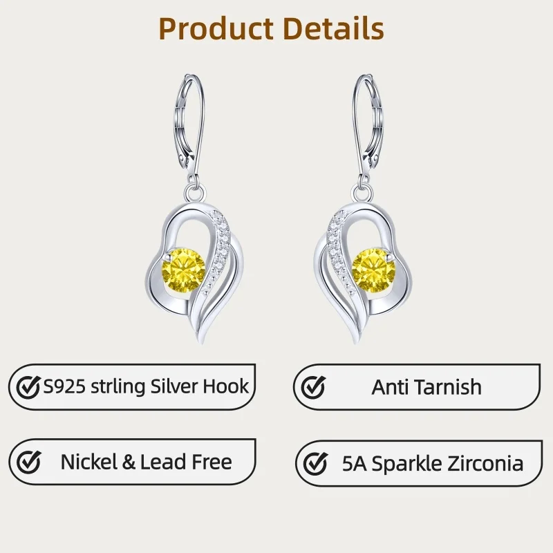 

LAMVOICE Jewelry for women, S925 sterling silver zirconia earrings, Christmas day gifts for her,j ewelry with gift box