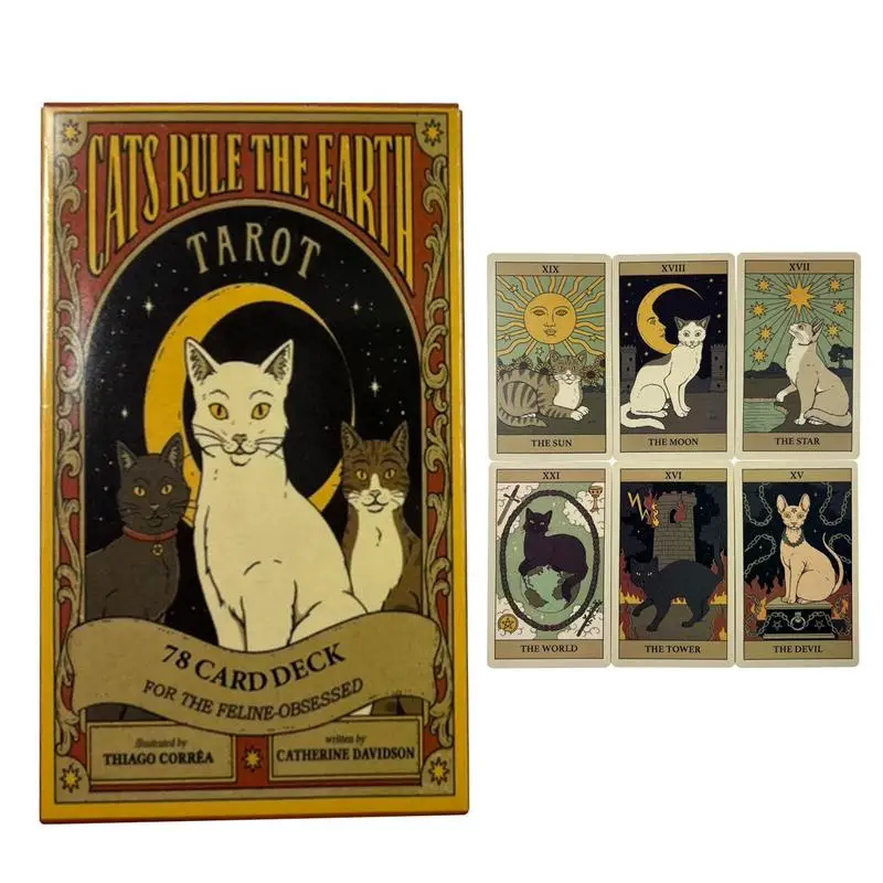 78 stücke Tarot Deck Kartenspiel Englisch Wahrsagerei Werkzeuge Orakel Karte Familie Freund Tischs piel Weihnachts geschenk Katze Regel die Erde Taro