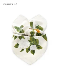 Ivory white rose 100% natural silk scarf small square scarfs hijab women scarves shawl luxury gift headband wrap handkerchief