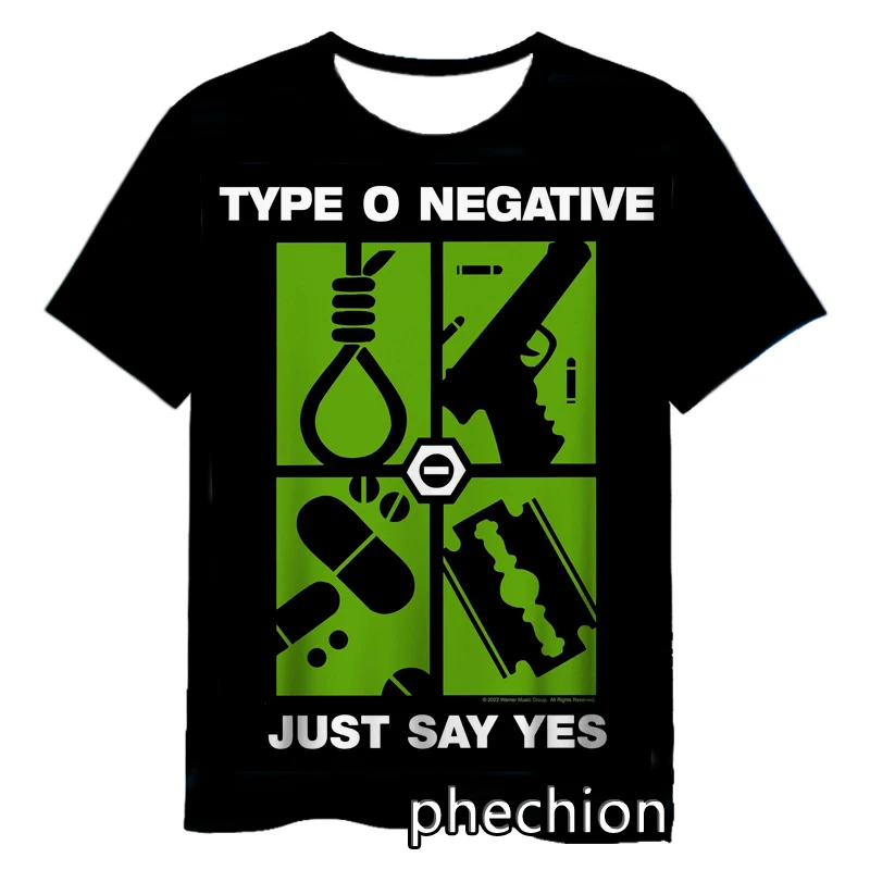 phechion New Fashion Men/Women Type O Negative 3D Print Short Sleeve T-Shirt Casual Hip Hop Summer T Shirt Tops S263