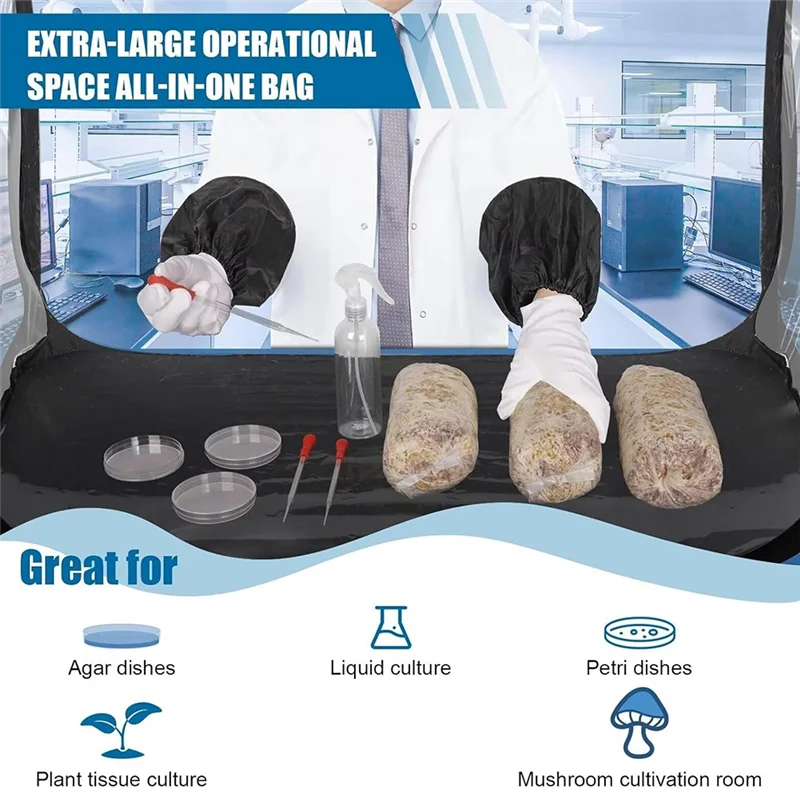 SEWS-Large Still Air Box Mushroom Grow Tent - 38X20x25 Inch Large Clean Air Workstation, Flow Hood For Mushroom Grow Bags