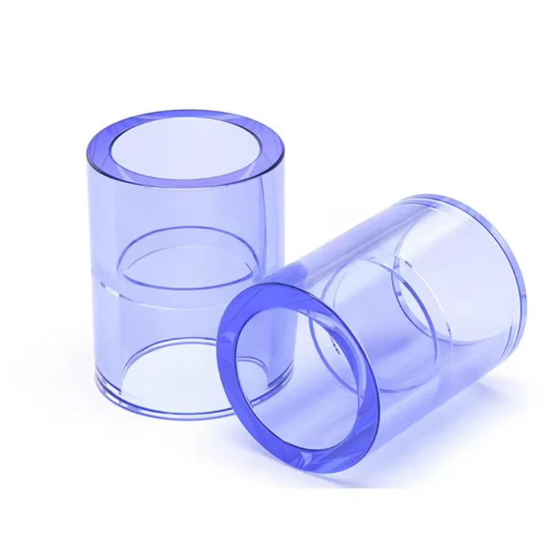 1개 투명 블루 UPVC 직결 커넥터 ID 20~110mm 정원 관개 연결 부품 수족관 물 파이프 어댑터