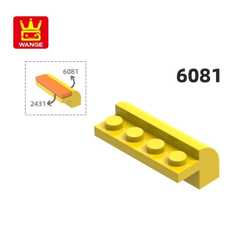 Wange 6081 100g/44PCS Corner 4 Hole Slope Curved  2x4x1 1/3 with Top Block Moc Compatible with Brick DIY Children Toy