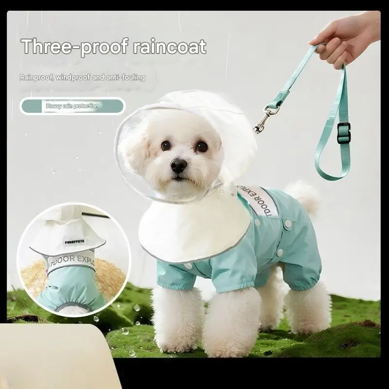 

Dog Raincoat Waterproof Full Coverage Reflective, 4-Leg Design with Leash Hole. Sizes XS-XL for Small Dogs 2-15kg. Outdoor Use