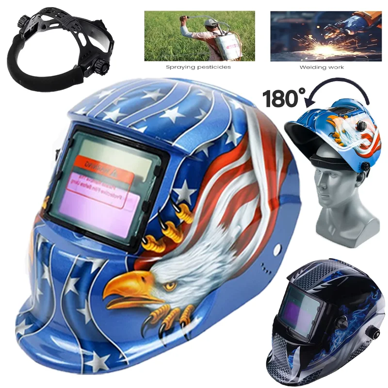 1PC New solar welding automatic dimming insulation head mounted face mask, adjustable buckle, eye protection, facial protection
