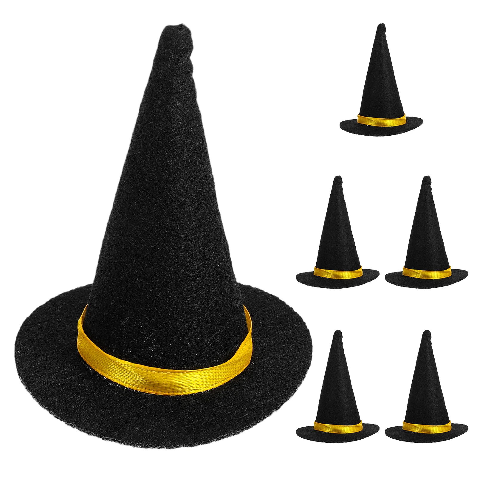 6 Pcs Halloween Decorations Hair Accessories Bottle Mini Witch Hats DIY Crafts Black for Women