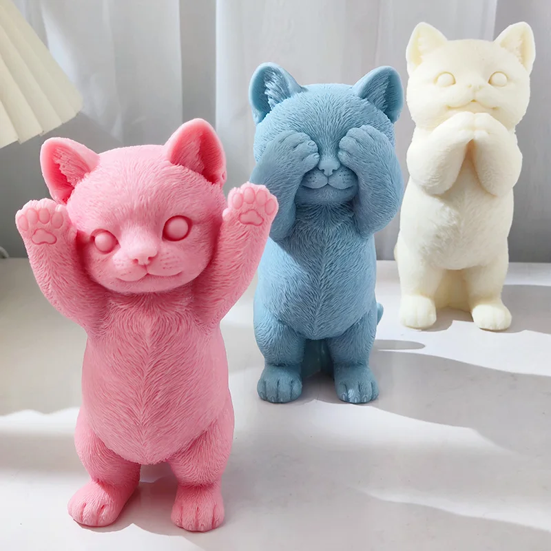 

Сжимаемая игрушка, гибкая силиконовая форма, ароматическая свеча, сделай сам, кошачья свеча для вечеринки, подарок для рукоделия для него